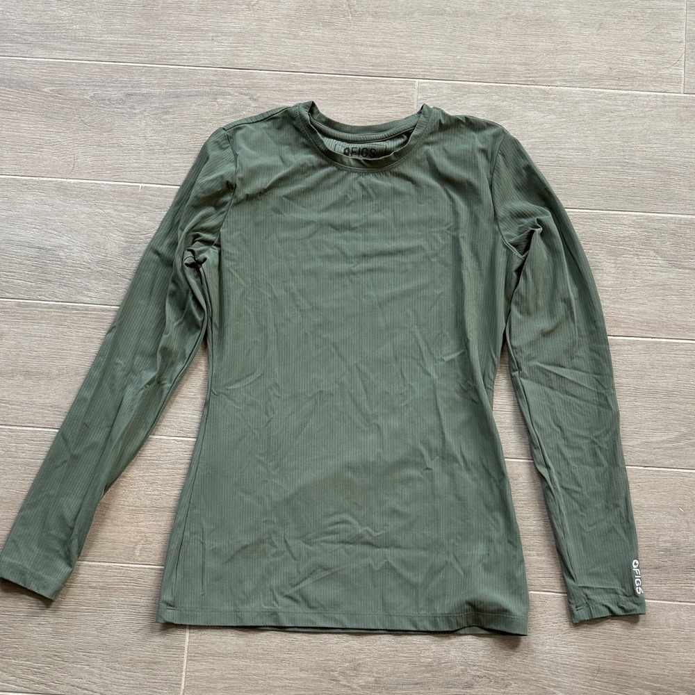 Figs Ribbed Longsleeve Underscrub- Moss- Women’s XS